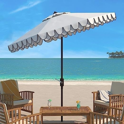 Minimalist Design Beach Umbrella 9 inch Zwart en Wit Auto Tilt voor Outdoor Collection