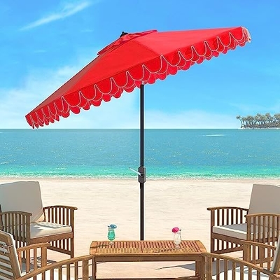 Minimalist Design Beach Umbrella 9 inch Zwart en Wit Auto Tilt voor Outdoor Collection