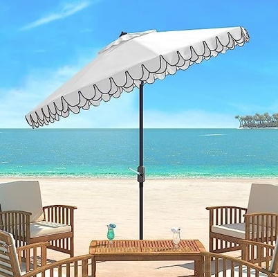 Minimalist Design Beach Umbrella 9 inch Zwart en Wit Auto Tilt voor Outdoor Collection