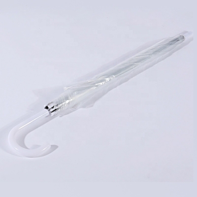 Partijgelegenheid semi-automatische plastic J-handvatsel paraplu met transparant doorzichtig luifel