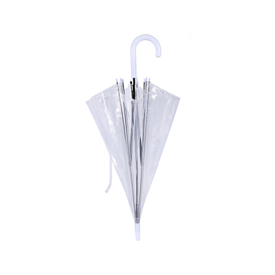 Partijgelegenheid semi-automatische plastic J-handvatsel paraplu met transparant doorzichtig luifel