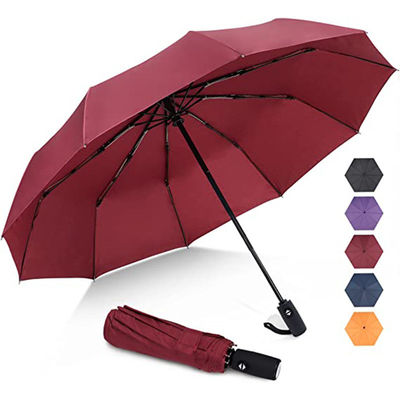 Gepersonaliseerd logo Drie secties vouwde paraplu Regen en zon Dual- Steel Shaft Design