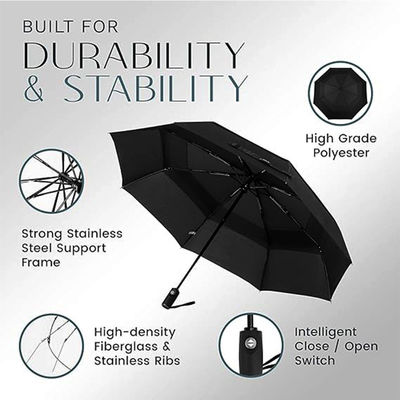 Custom Logo Dubbel vouwde paraplu Een klik Open Reizing paraplu voor reclame cadeau