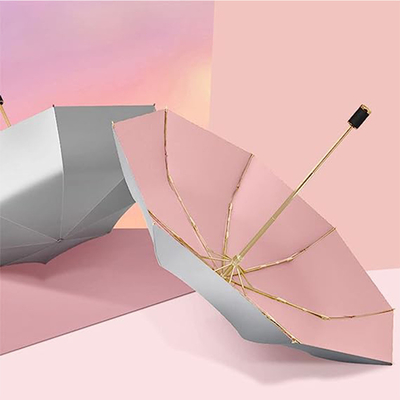 190T Nylon Stof Zonbeschermingsparaplu met Triple Fold Design en Macaron Gold Stand
