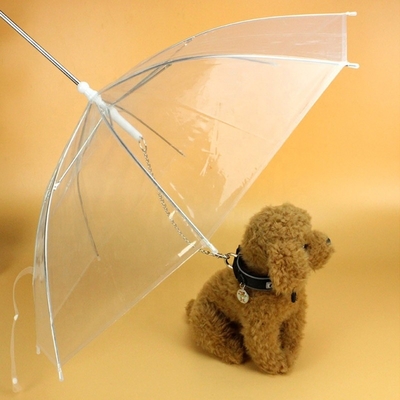 Op maat opvouwbare waterdichte witte transparante plastic parasol voor huisdieren met aluminium handvat