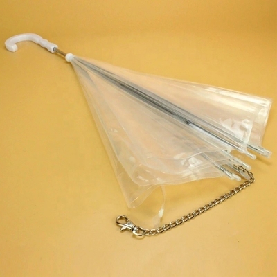 Op maat opvouwbare waterdichte witte transparante plastic parasol voor huisdieren met aluminium handvat