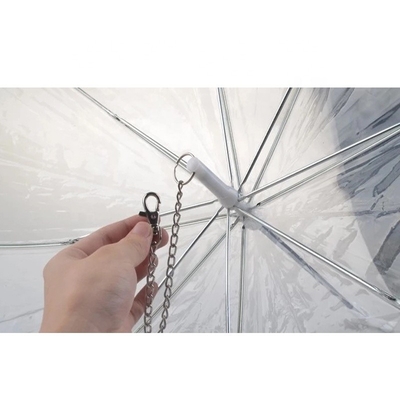 Op maat opvouwbare waterdichte witte transparante plastic parasol voor huisdieren met aluminium handvat