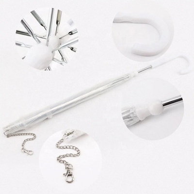 Op maat opvouwbare waterdichte witte transparante plastic parasol voor huisdieren met aluminium handvat
