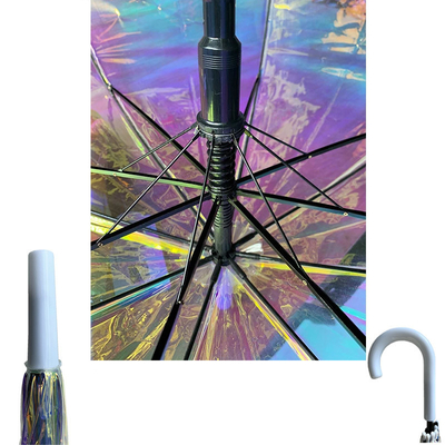 POE Holographic Magic Laser Auto Paraplu Amerikaanse stijl ontwerp met zwart metaal frame