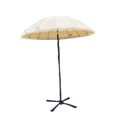 16K Vintage Boho Houten Stang Canvas Geel Zonnebril Buiten Paraplu's Strandparaplu's Met Tassels