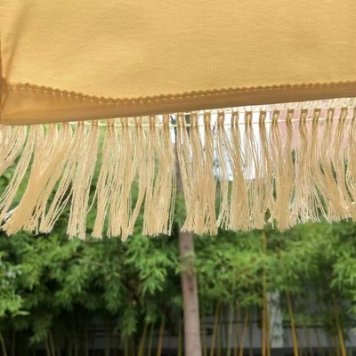 16K Vintage Boho Houten Stang Canvas Geel Zonnebril Buiten Paraplu's Strandparaplu's Met Tassels