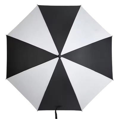 Gepersonaliseerde zwart-witte golfparaplu met 120cm open diameter
