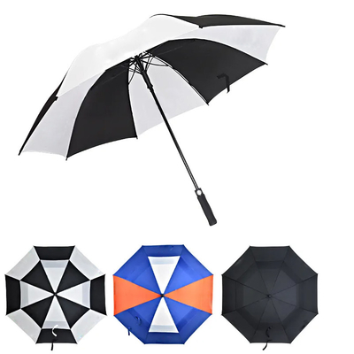 Gepersonaliseerde zwart-witte golfparaplu met 120cm open diameter