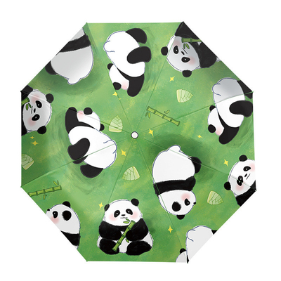 Volledig automatische paraplu met Panda-ontwerp voor kinderen en volwassenen 3voudig Auto Open Waterdicht