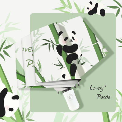 Volledig automatische paraplu met Panda-ontwerp voor kinderen en volwassenen 3voudig Auto Open Waterdicht