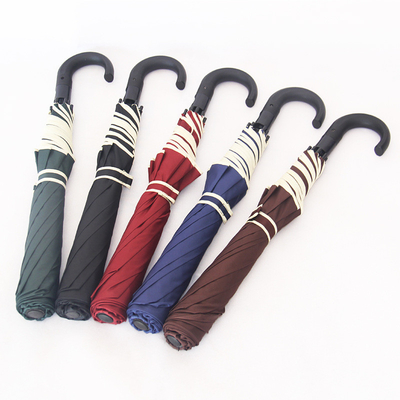 27 inch Semi Auto Open J Shape Plastic Handle 2 Klappende paraplu Winddicht en Duurzaam