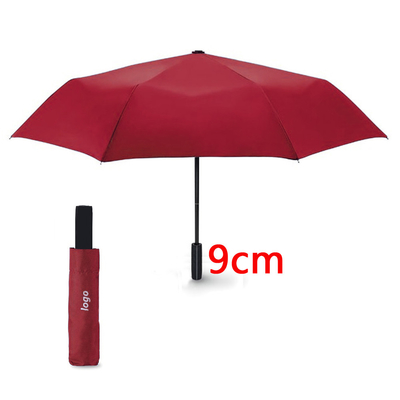210T polyester drievoudig paraplu met ABS-plastic handvat en waterdicht stof