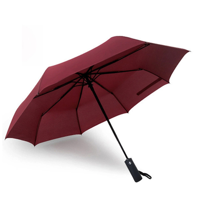 210T polyester drievoudig paraplu met ABS-plastic handvat en waterdicht stof