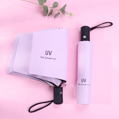 Anti-UV-bescherming 3-voudige automatische open paraplu in aangepaste kleur voor elk weer
