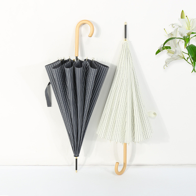23 inch * 8k Volwassenen Houten Haak Paraplu met eenvoudig minimalistisch ontwerp en gepersonaliseerde afdruk