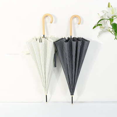23 inch * 8k Volwassenen Houten Haak Paraplu met eenvoudig minimalistisch ontwerp en gepersonaliseerde afdruk