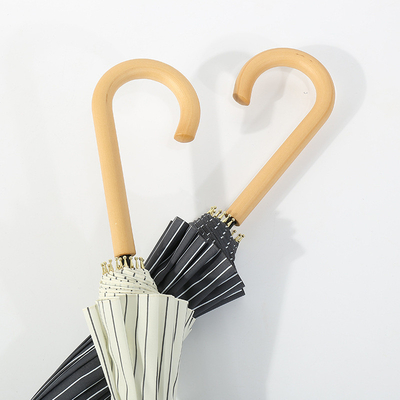 23 inch * 8k Volwassenen Houten Haak Paraplu met eenvoudig minimalistisch ontwerp en gepersonaliseerde afdruk