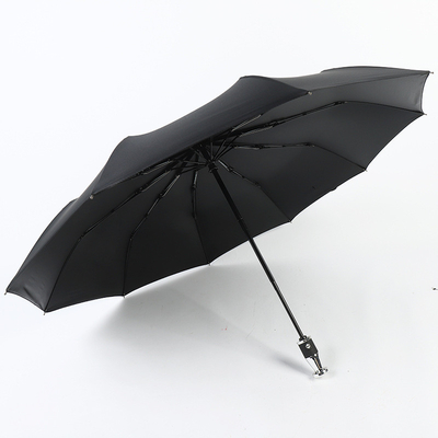 Speciale handvat 3 vouwbare rechte gedrukte paraplu voor zon en regen 120cm open diameter