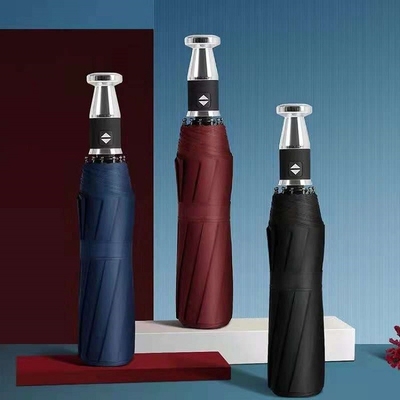 Speciale handvat 3 vouwbare rechte gedrukte paraplu voor zon en regen 120cm open diameter