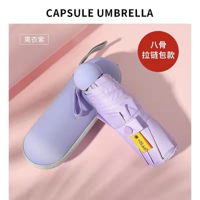Op maat gemaakte Mini Pocket Capsule Vijfvoudige UV-beschermingsparaplu voor reizigers