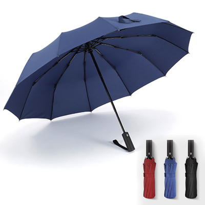 BSCI Triple Folding Auto Open paraplu met gepersonaliseerd logo en rubber coated handle