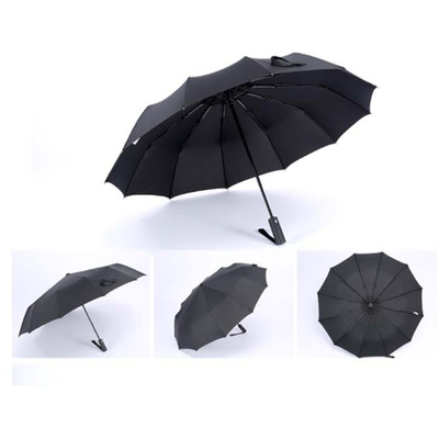 BSCI Triple Folding Auto Open paraplu met gepersonaliseerd logo en rubber coated handle