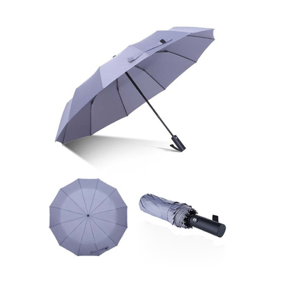 BSCI Triple Folding Auto Open paraplu met gepersonaliseerd logo en rubber coated handle
