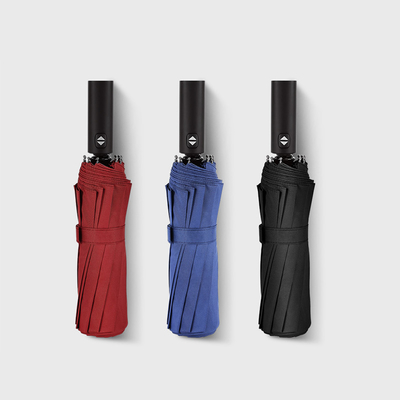 BSCI Triple Folding Auto Open paraplu met gepersonaliseerd logo en rubber coated handle