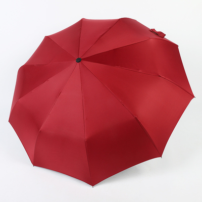 Custom logo gedrukt dubbel- paraplu en anti-UV/regen bescherming met zwarte metalen schacht
