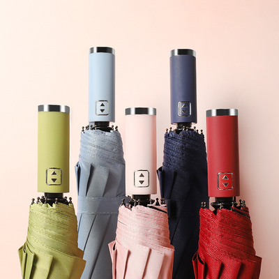 Rubbercoated Handle 3 Folding Auto Open Anti UV Waterproof Paraplu voor reclame