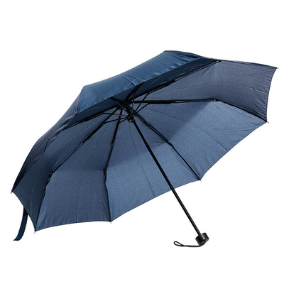 8k Anti UV Waterproof Drievouwbare paraplu met handbediening Plastic Handle Pongee Panel Material