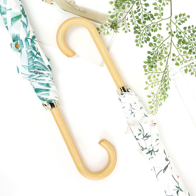 Fresh Design Leaf Cherry Houten Handle Rechte Paraplu Automatische Open Waterdicht Mode Paraplu