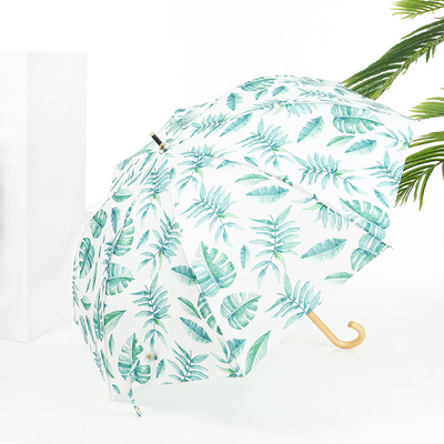 Fresh Design Leaf Cherry Houten Handle Rechte Paraplu Automatische Open Waterdicht Mode Paraplu