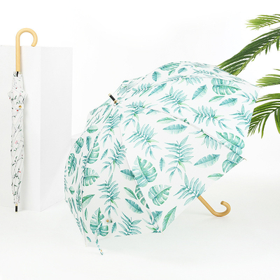 Fresh Design Leaf Cherry Houten Handle Rechte Paraplu Automatische Open Waterdicht Mode Paraplu