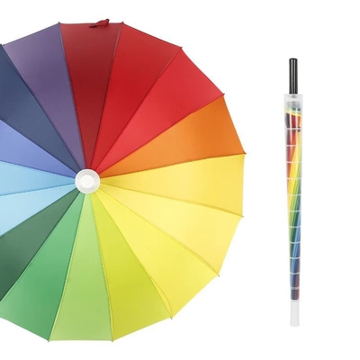 Groothandel 16 ribs Strong Frame Automatic 23 inch Rechte paraplu met waterdichte behuizing droog houden